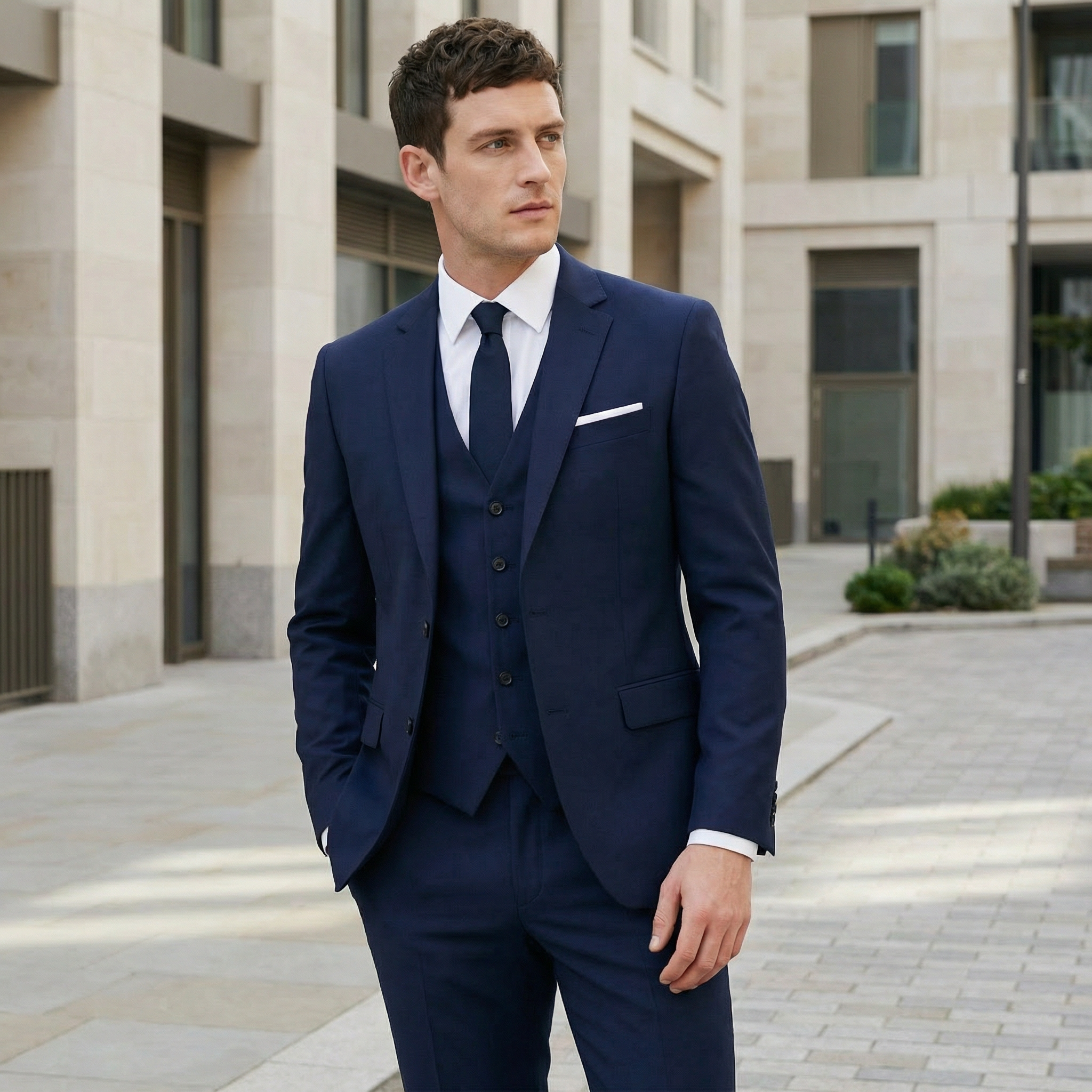 Men’s 3-Piece Slim Fit Suit – Single Breasted Formal Set for Business & Events