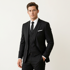 Men’s 3-Piece Slim Fit Suit – Single Breasted Formal Set for Business & Events Black