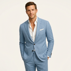Men’s Lightweight 2-Piece Suit – Slim Fit Spring & Summer Wedding Wear Light Blue