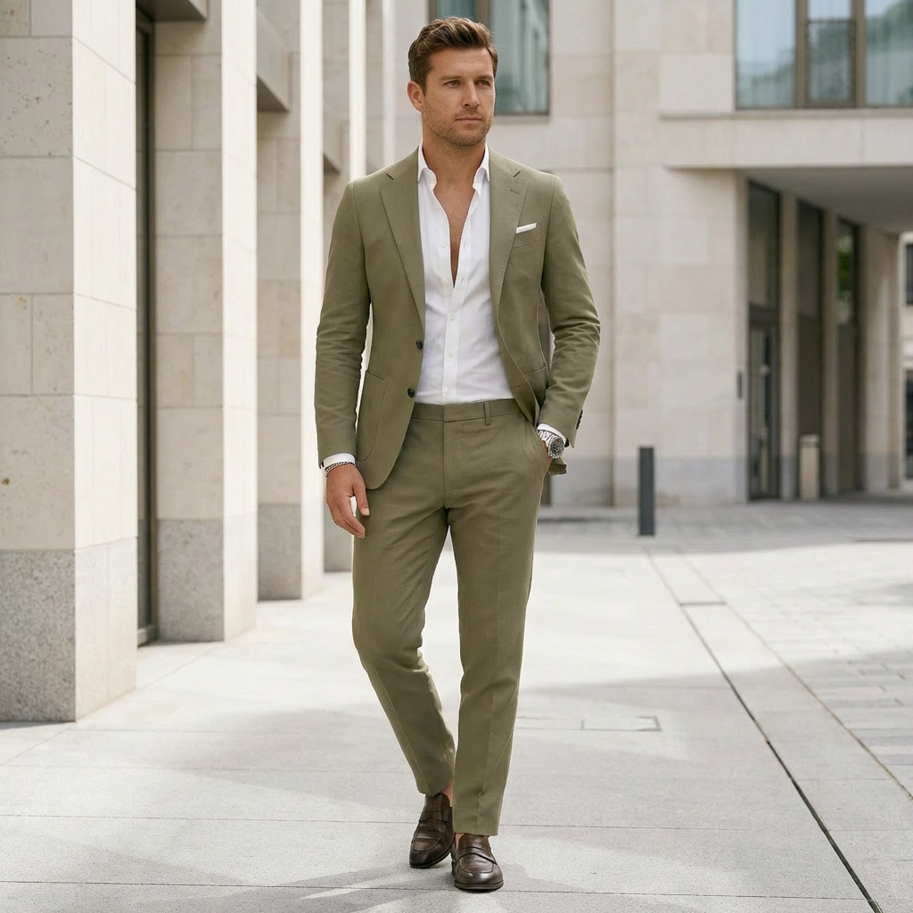 Men’s Lightweight 2-Piece Suit – Slim Fit Spring & Summer Wedding Wear