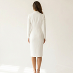 Women’s Lapel Midi Dress – Knee-Length Fitted Formal Style
