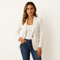 Women’s Tailored Stretch Blazer – Fitted Jacket for Work & Casual Wear White