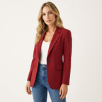 Women’s Tailored Stretch Blazer – Fitted Jacket for Work & Casual Wear Wine Red