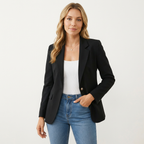 Women’s Tailored Stretch Blazer – Fitted Jacket for Work & Casual Wear Black