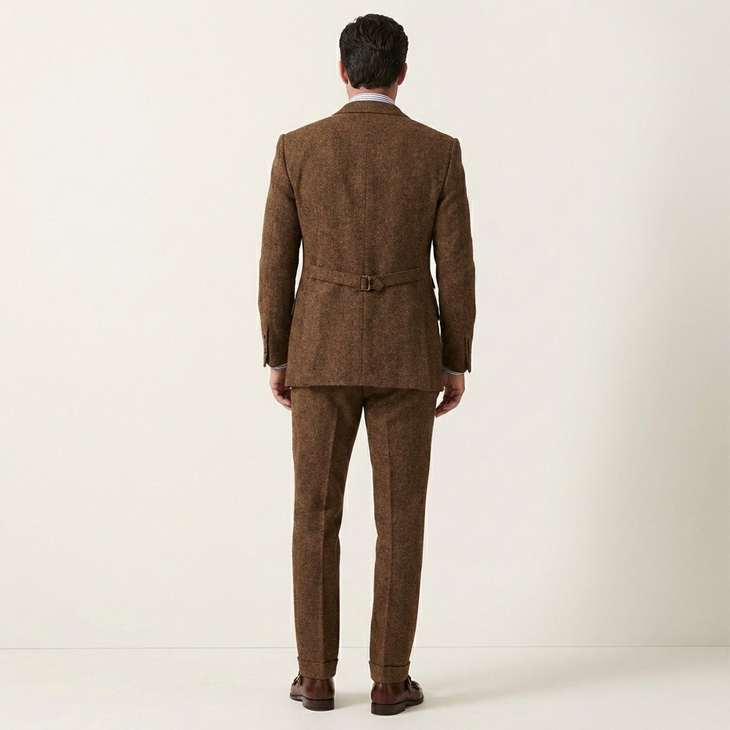 Men’s 3-Piece Tweed Suit – Classic Tailored Formal Set