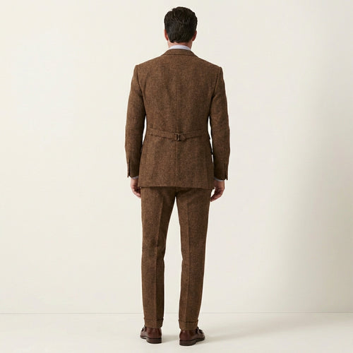 Men’s 3-Piece Tweed Suit – Classic Tailored Formal Set