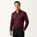 Men’s Long Sleeve Dress Shirt – Classic Collar Smart Style Wine Red