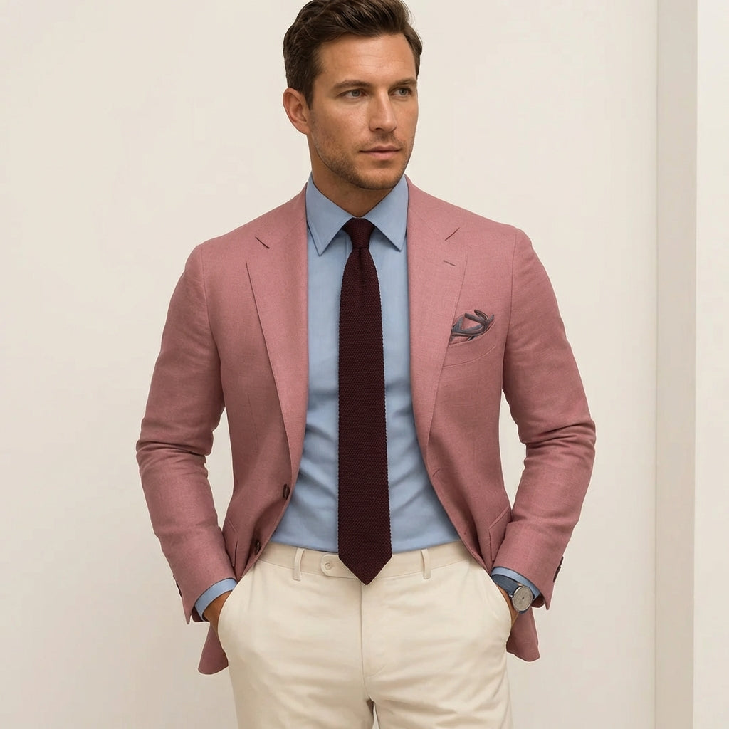 Men’s Tailored Blazer – Formal Suit Jacket for Business Wear Pink