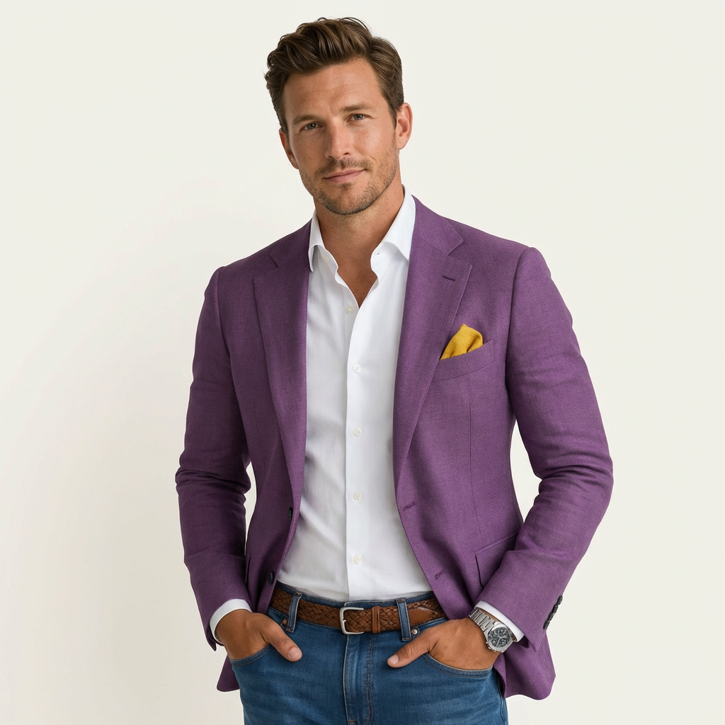 Men’s Tailored Blazer – Formal Suit Jacket for Business Wear Purple