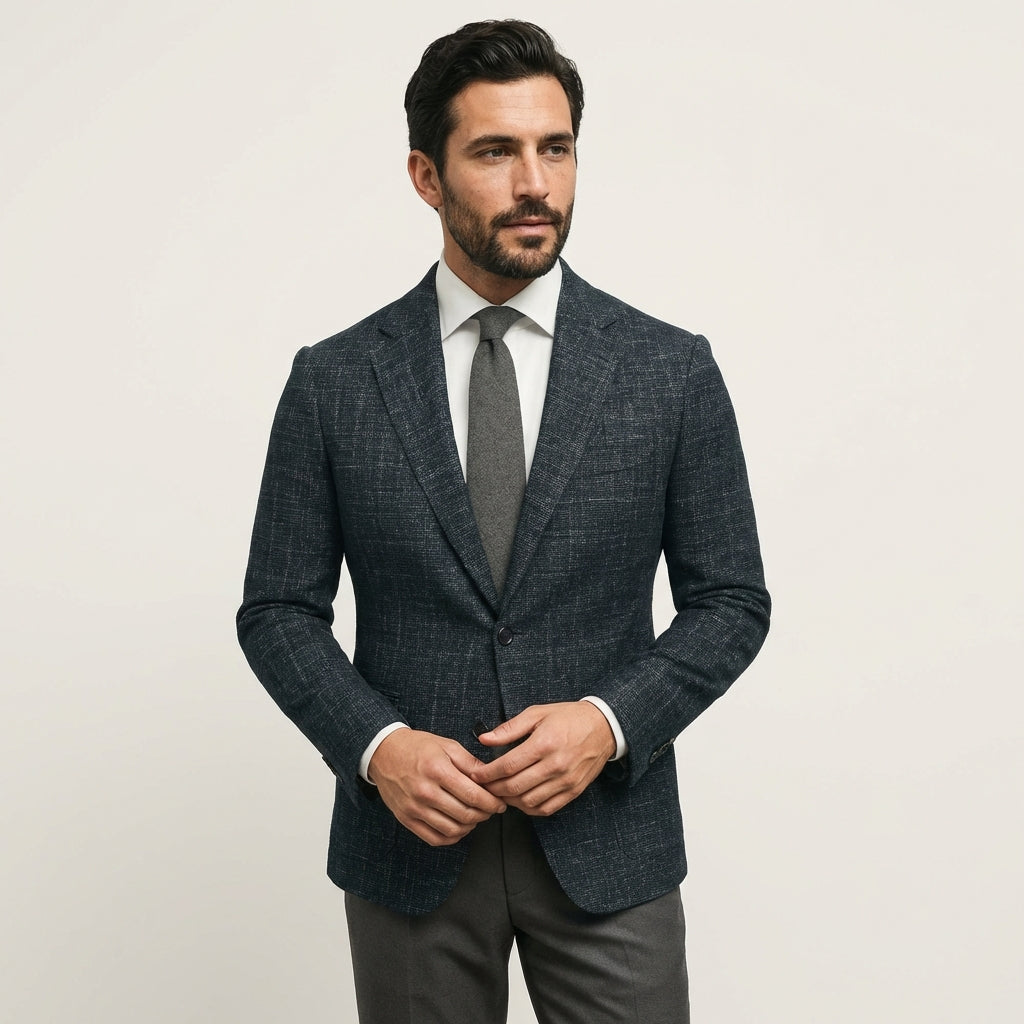 Men’s Tailored Blazer – Formal Suit Jacket for Business Wear Black