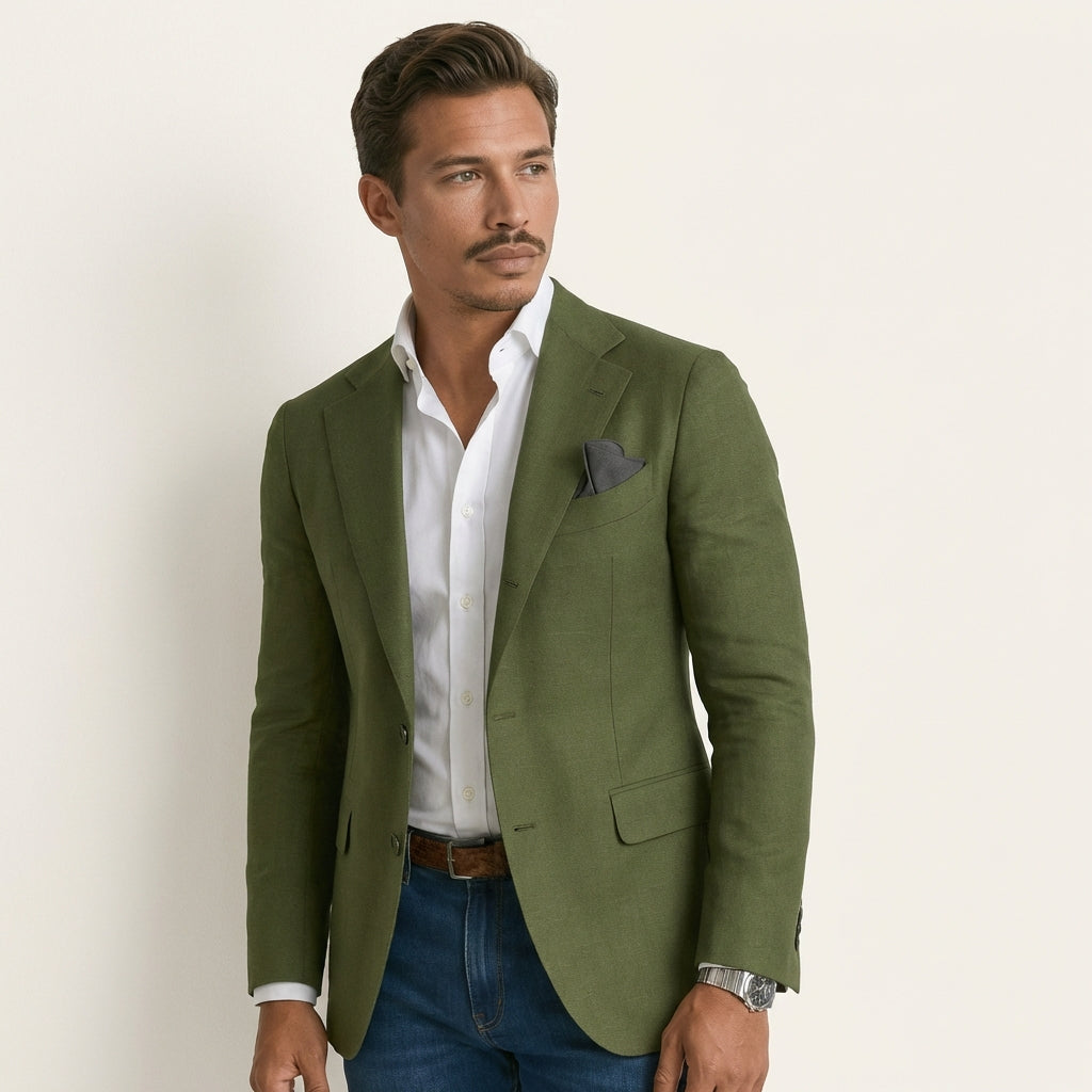 Men’s Tailored Blazer – Formal Suit Jacket for Business Wear Green