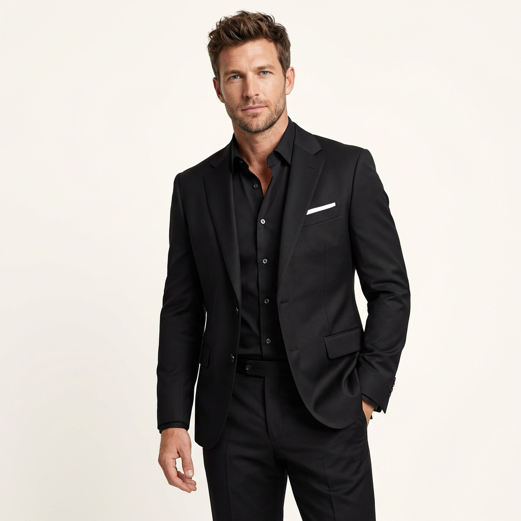 Men’s 2-Piece Slim Fit Suit – Tailored Business & Evening Formal Set Black