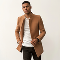 Men’s Smart Casual Winter Coat – Minimalist Buttoned Outerwear Brown