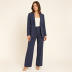 Women’s Tailored Pants Suit – Blazer & Trousers Formal Set Navy Blue