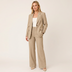 Women’s Tailored Pants Suit – Blazer & Trousers Formal Set Beige