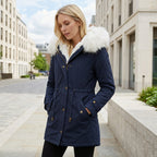 Women’s Winter Parka – Faux Fur Hooded Belted Coat
