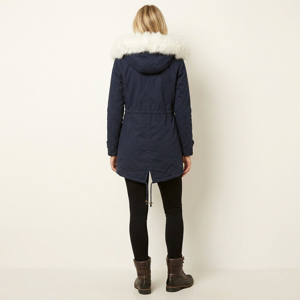 Women’s Winter Parka – Faux Fur Hooded Belted Coat