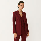 Women’s 3-Piece Suit Set – Blazer, Vest & Slim Fit Trousers Wine Red