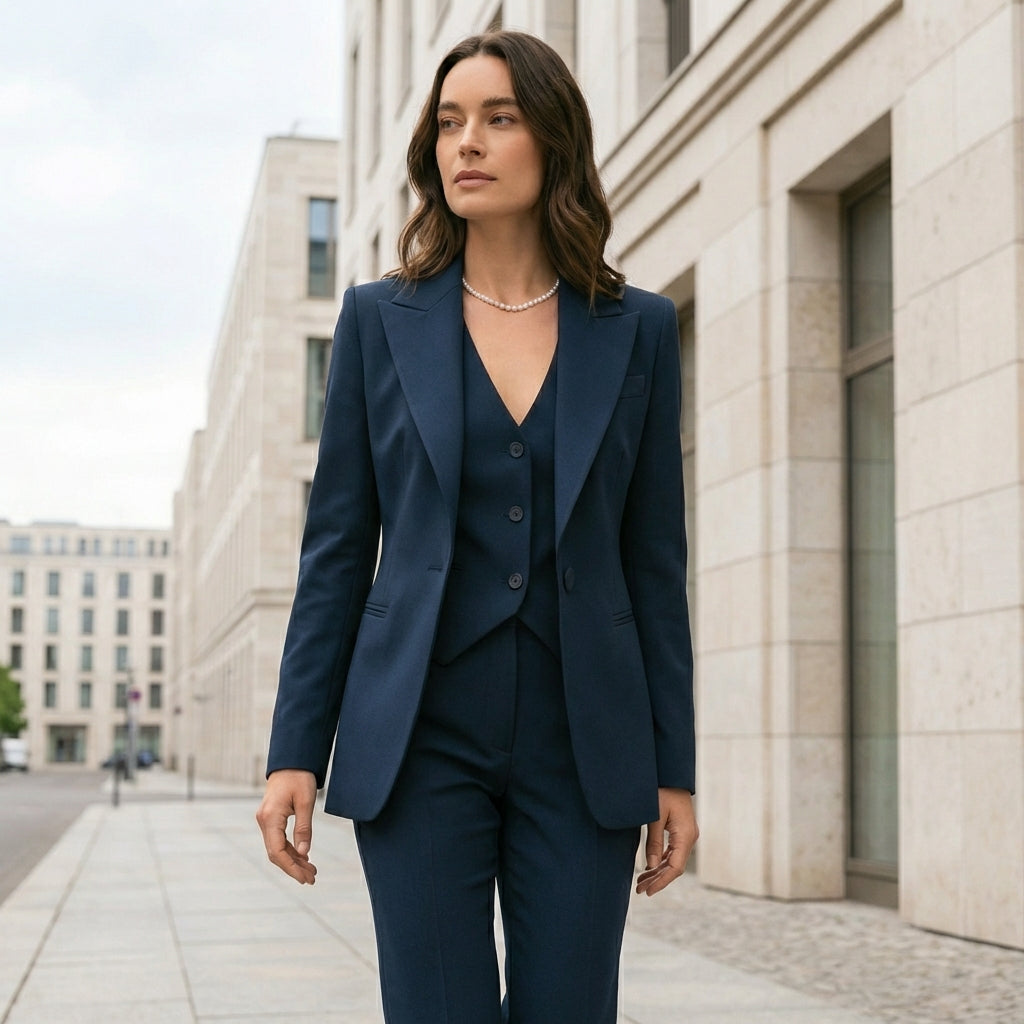 Women’s 3-Piece Suit Set – Blazer, Vest & Slim Fit Trousers
