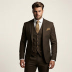 Men’s 3-Piece Slim Fit Suit – Wedding & Formal Tuxedo Set Brown