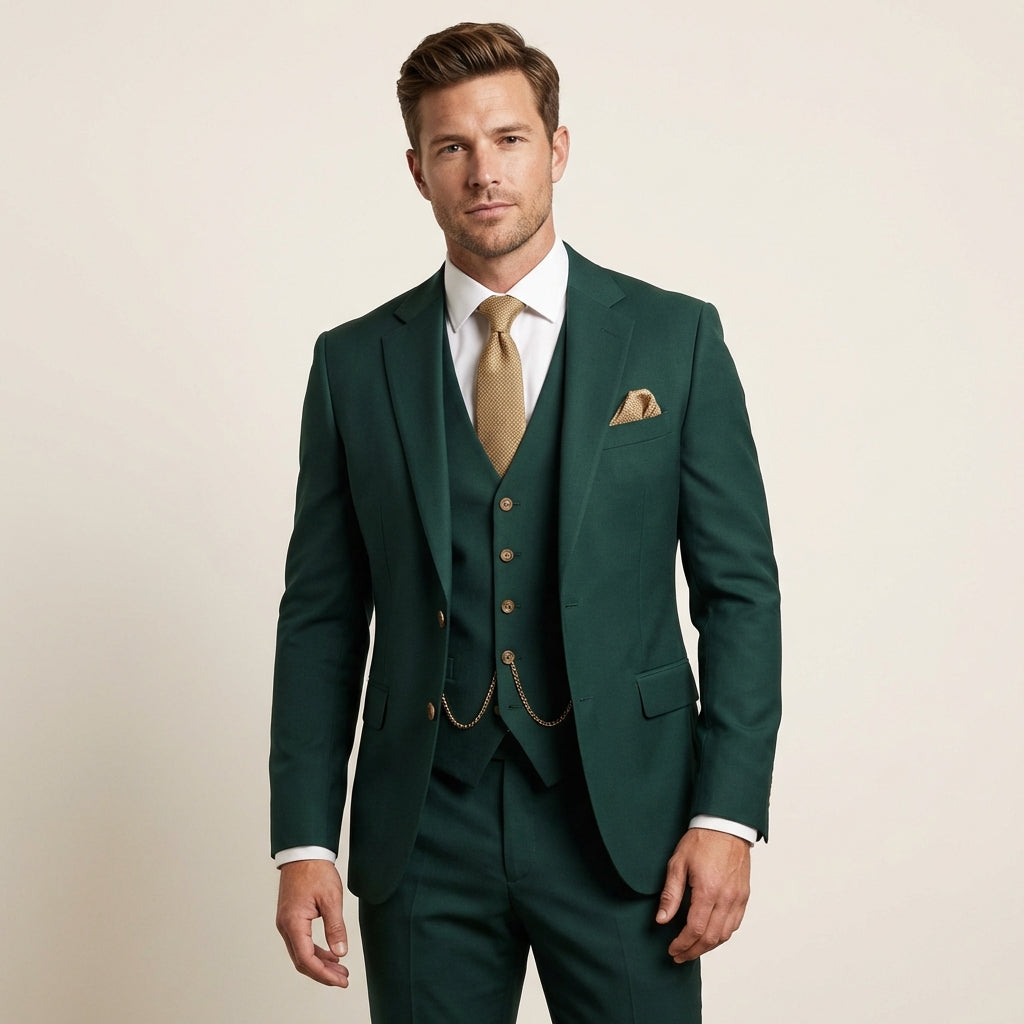 Men’s 3-Piece Slim Fit Suit – Wedding & Formal Tuxedo Set Green