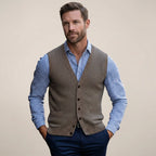 Men’s Sleeveless Sweater Vest – Lightweight Knit Layer Brown