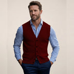 Men’s Sleeveless Sweater Vest – Lightweight Knit Layer Red