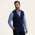Men’s Sleeveless Sweater Vest – Lightweight Knit Layer Navy Blue