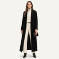 Women’s Black Maxi Overcoat – Longline Tailored Outerwear Black