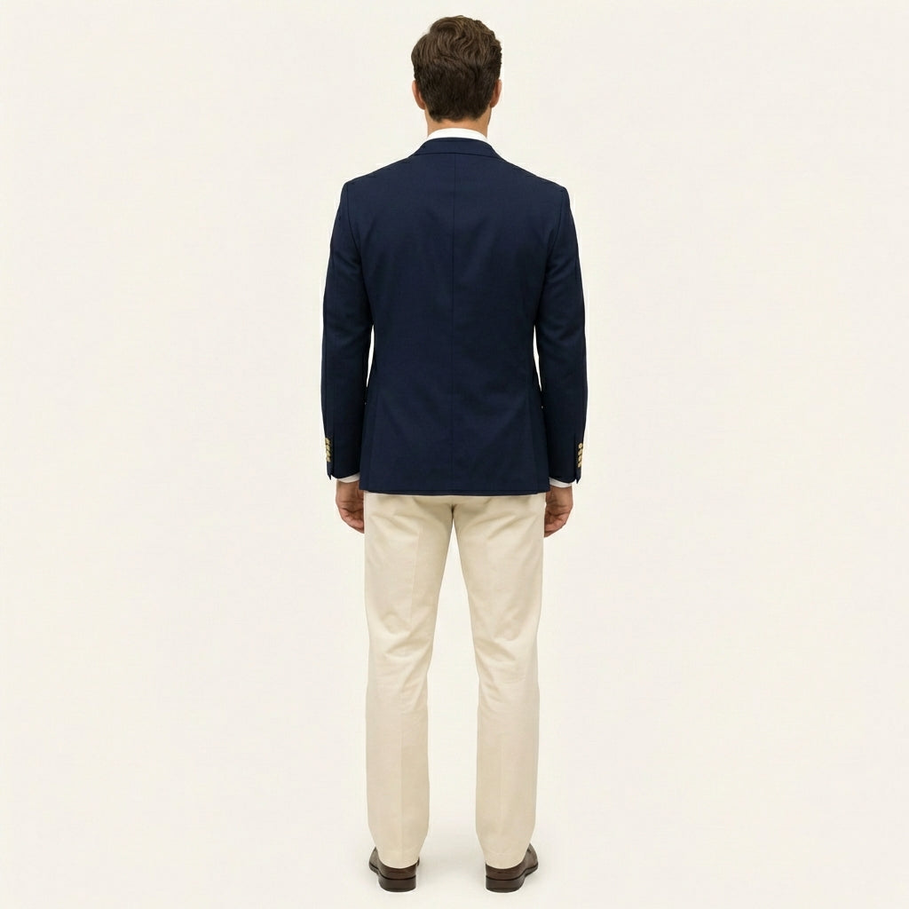 Men’s Formal Blazer – Notch Lapel Jacket with Gold Button Detail