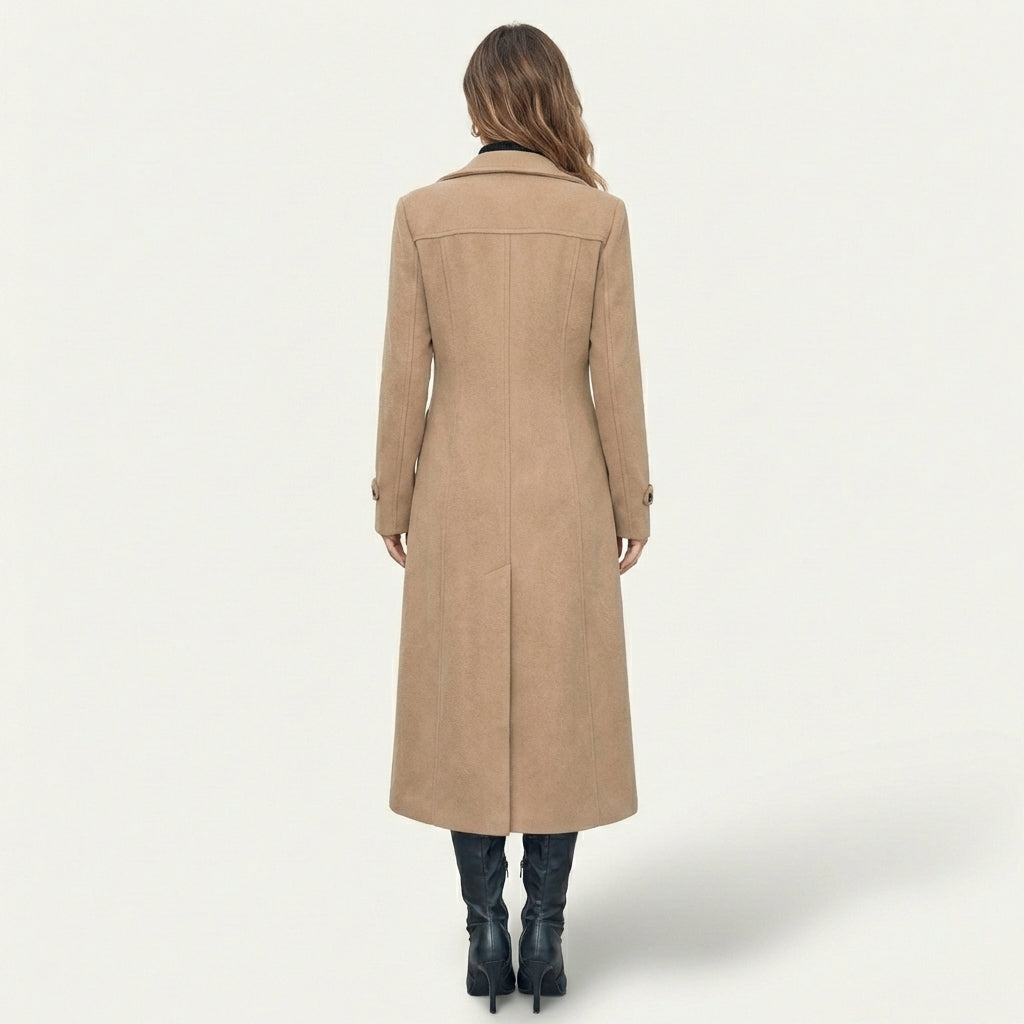 Women’s Double-Breasted Long Coat – Winter Tailored Outerwear