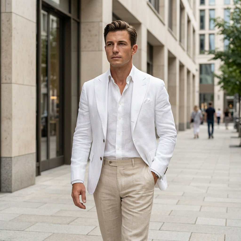 Men’s Casual Linen Blend Blazer – Modern Tailored Fit