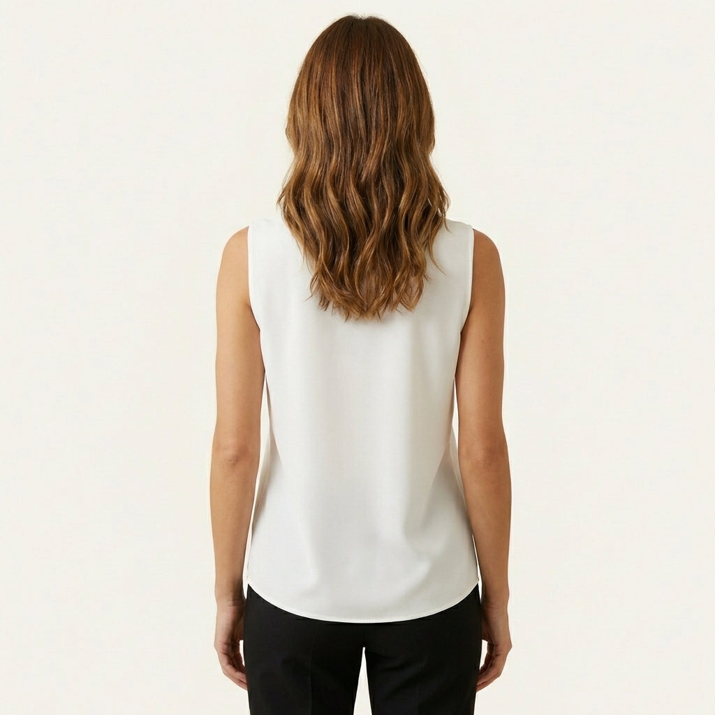 Women’s Sleeveless Formal Top – Draped Tailored Silhouette