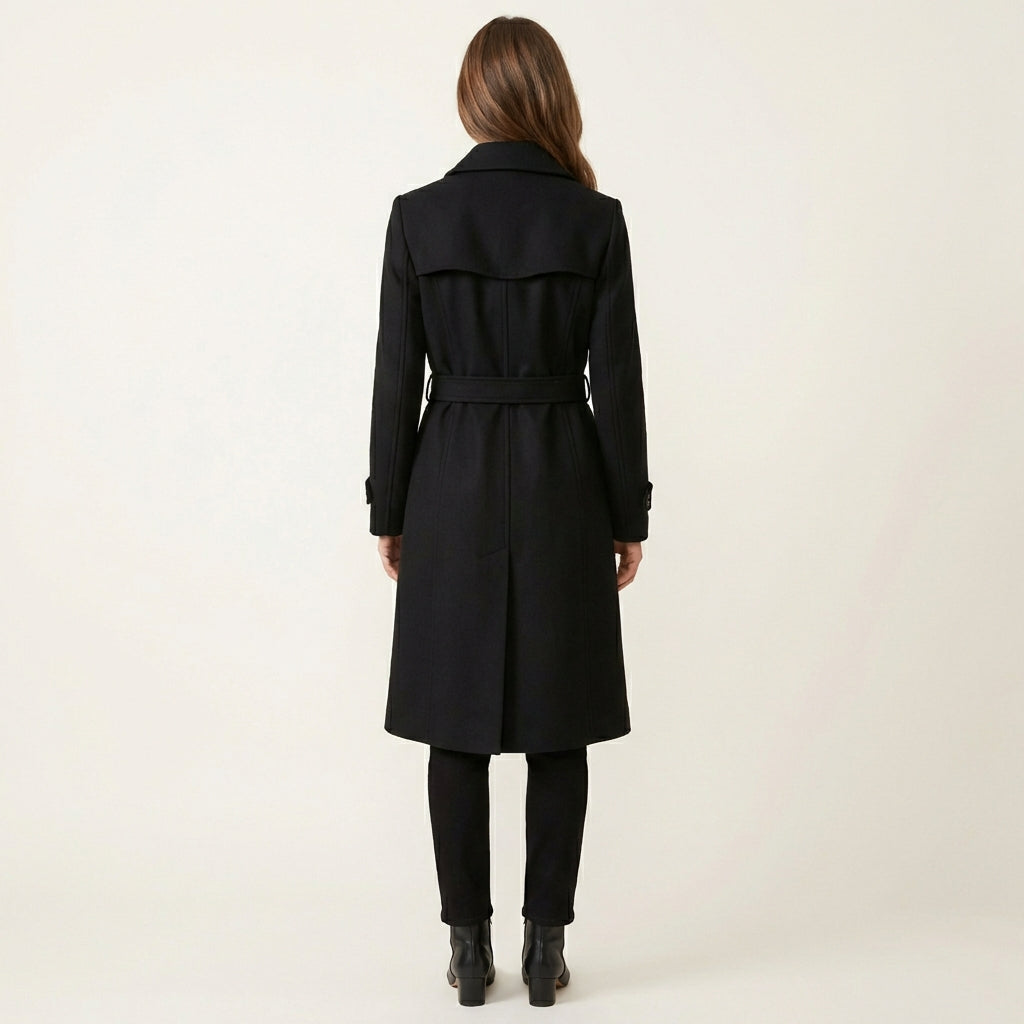 Women’s Mid-Length Winter Coat – Classic Collar Design
