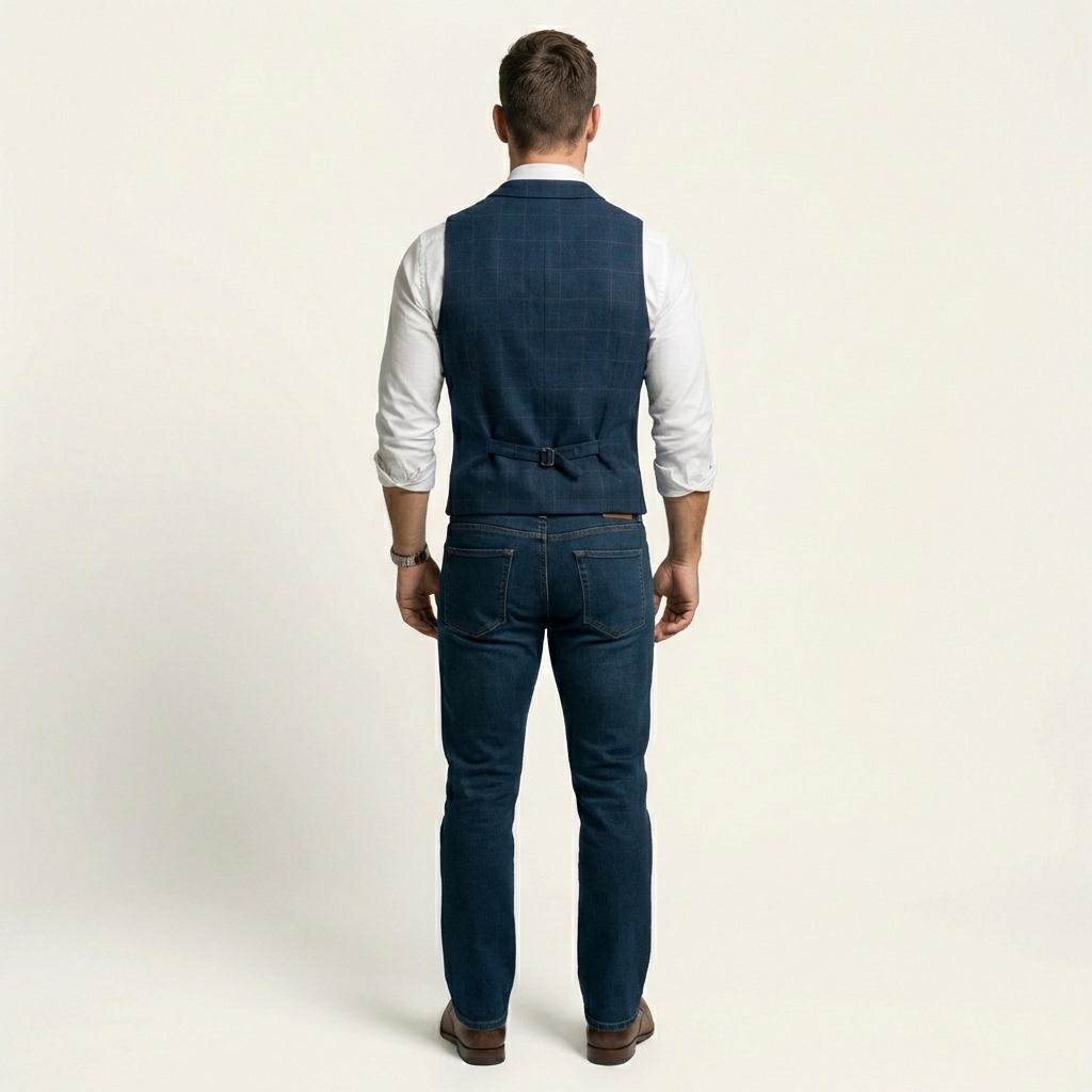 Men’s Tweed Waistcoat – Checked Tailored Vest