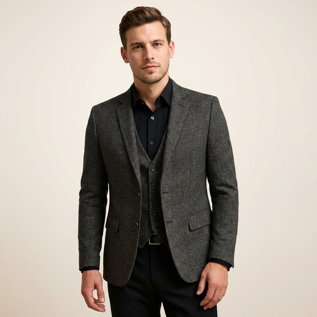 Men's Wrinkle-Resistant Lightweight Sport Coat – Tailored Fit Casual Spring Blazer Black