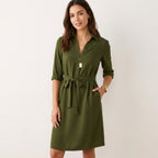 Women’s Casual Midi Dress – Flattering Fit for Work & Evening Khaki Green