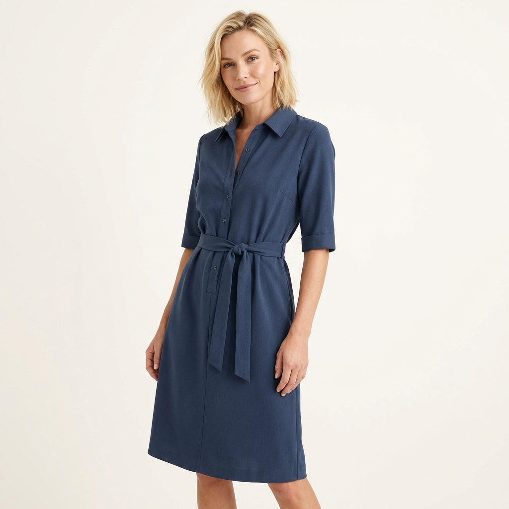 Women’s Casual Midi Dress – Flattering Fit for Work & Evening Light Blue