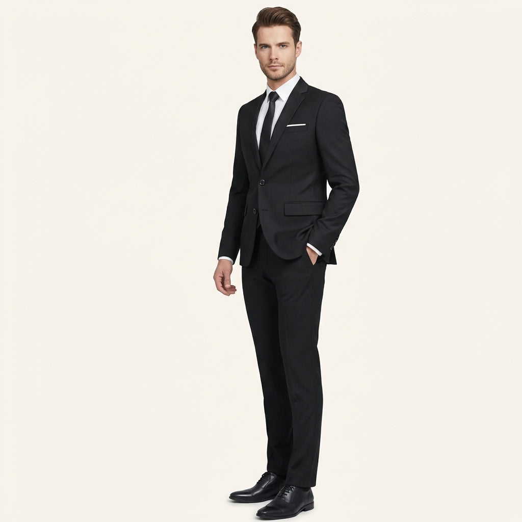 Men’s Casual 2-Piece Suit – Smart Tailored Modern Fit Black
