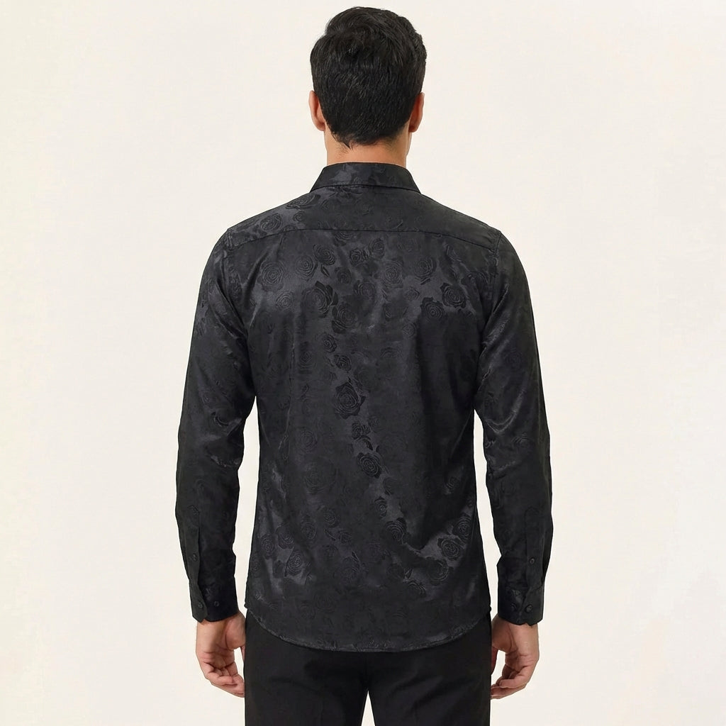 Men’s Gloss Finish Dress Shirt – Elegant Long Sleeve Formal Wear