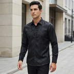Men’s Gloss Finish Dress Shirt – Elegant Long Sleeve Formal Wear