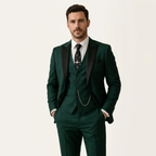 Men’s 3-Piece Slim Fit Suit – Blazer, Vest & Trousers Formal Set Green