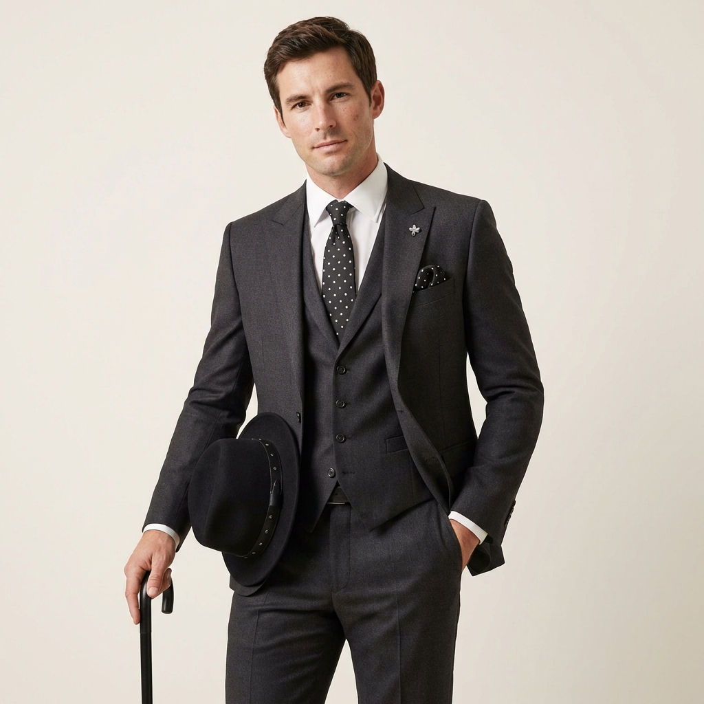 Men’s 3-Piece Slim Fit Suit – Blazer, Vest & Trousers Formal Set Black