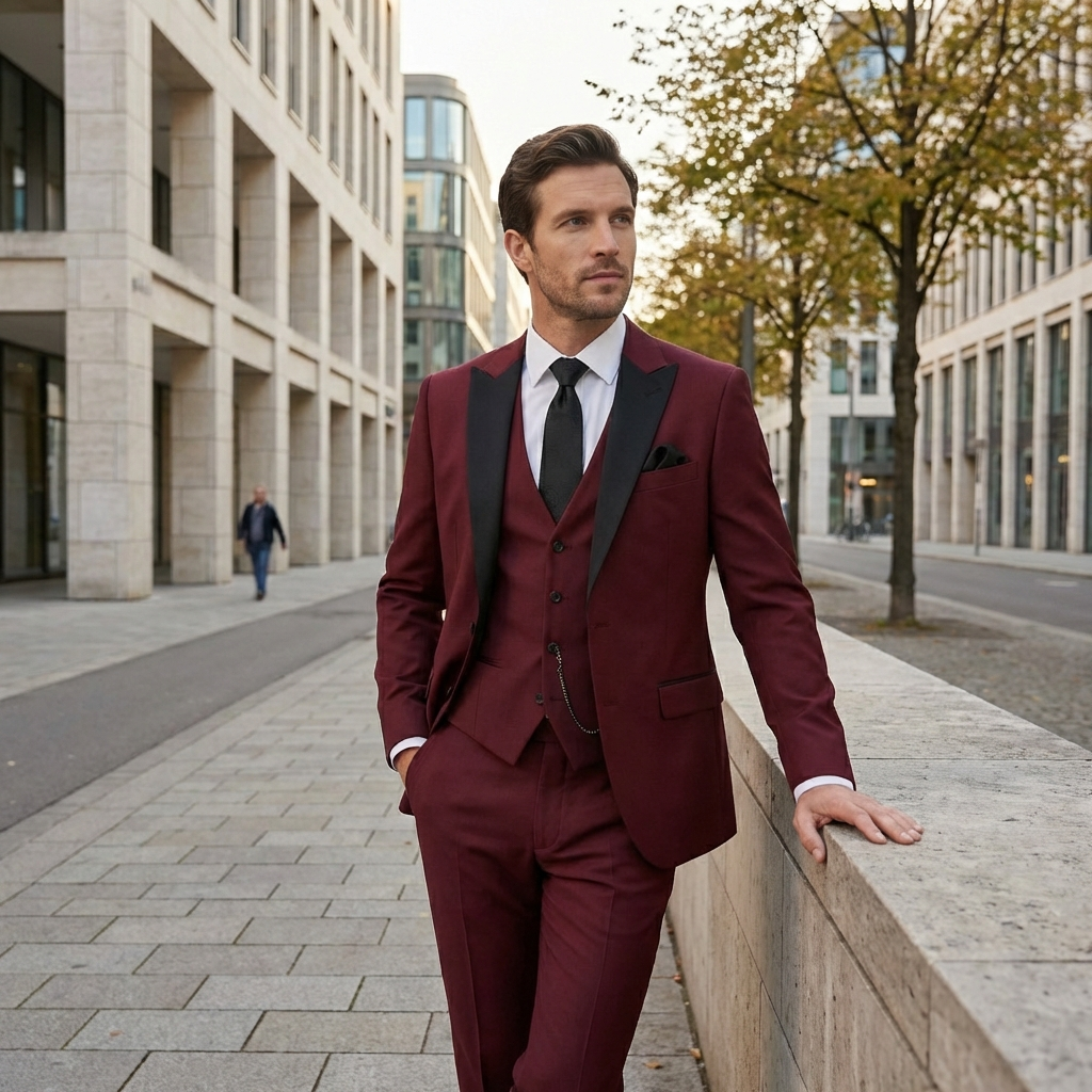 Men’s 3-Piece Slim Fit Suit – Blazer, Vest & Trousers Formal Set