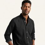 Men’s Solid Color Business Dress Shirt – Long Sleeve Black