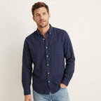 Men’s Solid Color Business Dress Shirt – Long Sleeve Navy Blue