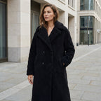 Women’s Long Teddy Coat – Double Breasted Winter Outerwear