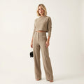 Women’s Matching Top & Trousers Set – Modern Tailored Look Beige