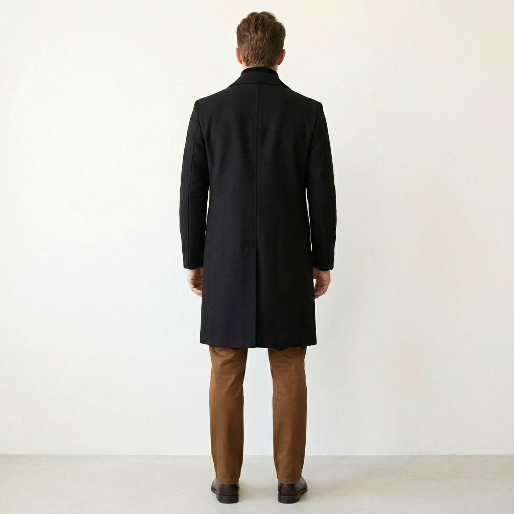Men’s Classic Long Overcoat – Lapel Collar Winter Coat