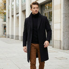 Men’s Classic Long Overcoat – Lapel Collar Winter Coat